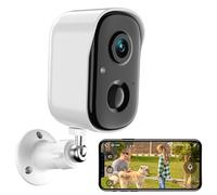 RADCLO Cámara de Vigilancia Exterior/Interior WiFi - 2K HD, Visión Nocturna, con Batería, Detección de Personas/Vehiculos/Mascotas, Alarma con Luz y Sonido, IP65, Compatible con MicroSD 128GB y Cloud