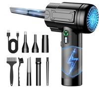 RADCLO Soplador Eléctrico Inalámbrico, 3 Velocidades 100.000 RPM, Limpiador por Aire Comprimido USB-C Recargable con LED, 2000mAh - para PC, Coche, Teclado, Oficina