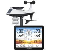 Raddy AG7 Estación meteorológica inalámbrica, Termómetro interior exterior profesional, Pantalla digital 7,4'' atardecer, Reloj atómico, Monitor temperatura y humedad, Pronóstico y presión barométrica