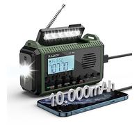 Raddy SH-905 Radio de Emergencia, manivela, Solar, 10,000mAh, Am/FM/SW/Alertas NOAA, Radio portátil con Linterna y lámpara de Lectura, SOS, Respaldo de batería para Cortes de energía y Camping