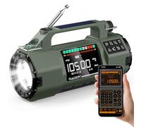 Raddy SH-907 Radio de Emergencia con Control App, manivela, Solar, Receptor Am/FM/SW/VHF con Batería Reemplazable de 5000 mAh, Linterna, SOS, Brújula para Cortes de Energía, Camping y Emergencias