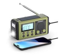 Raddy SH-908 Radio de manivela IPX6, Radio de Emergencia Am/FM/SW con Carga Solar y USB, Linterna/Lámpara de Lectura, SOS, Brújula, Cargador de teléfono para Camping y Cortes de luz 10 000 mAh