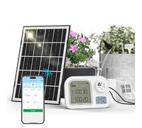 Raddy Sistema de riego solar WS-74 con control de aplicación inteligente, IPX7 resistente al agua, sensor de humedad del suelo ajustable, batería de 2600 mAh, juego de riego automático por goteo para