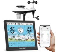 Raddy WF-120P Estación meteorológica Wi-Fi profesional, control por app, pantalla color HTN 10″, temp. y humedad int./ext., índice UV y luz, PM2.5, previsión 5 días, sensor exterior 7 en 1 para granja