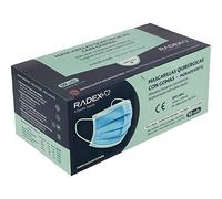 RADEX 85005030. Caja de 50 Mascarillas Quirúrgicas Tipo IIR con Gomas, Azul, Fabricado en España, Tres Capas, Material Hipo Alergénicos, Resistente a Salpicaduras