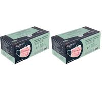 Radex 85005053. Caja de 50 Mascarillas Quirúrgicas Tipo IIR con Gomas, Rosa, Fabricado en España, Tres Capas, Material Hipo Alergénicos, Resistente a Salpicaduras (Paquete de 2)