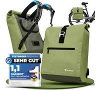 RADGEIST Alforja de bicicleta para portaequipajes, bolsa portaequipaje y mochila, mochila para bicicleta, bolsillo lateral, 100% impermeable, bolsa para bicicleta para hombre y mujer, 20 l, verde