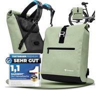 RADGEIST Alforja de bicicleta para portaequipajes, bolsa portaequipaje y mochila, mochila para bicicleta, bolsillo lateral, 100% impermeable, bolsa para bicicleta para hombre y mujer, 20 l, verde