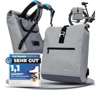 RADGEIST Alforja de bicicleta para portaequipajes, bolsa portaequipaje y mochila, mochila para bicicleta, bolsillo lateral, 100% impermeable, bolsa para bicicleta para hombre y mujer, 20 l, gris
