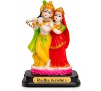 Radha Krishna - Estatua de ídolo de 3.5 pulgadas para decoración del templo del hogar, Pooja Murti espiritual para sala de oración, pieza de exhibición de escritorio devocional para oficina y