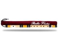 Radhe Flutes Bansuri medio natural para diestros, sintonizado con Tanpura A = 440 Hz, flauta de PVC + cubierta de terciopelo + lecciones de flauta hindi e inglés (negro y naranja)