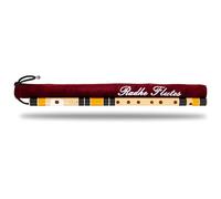Radhe Flutes Bansuri medio natural para diestros, sintonizado con Tanpura A = 440 Hz, flauta de PVC + cubierta de terciopelo + lecciones de flauta hindi e inglés (negro y naranja)