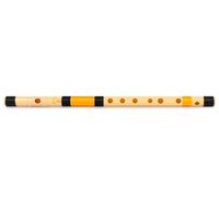 Radhe Flutes Bansuri medio para diestros E natural, negro y naranja, sintonizado con Tanpura A = 440 Hz, flauta de PVC + lecciones de flauta hindi e inglés