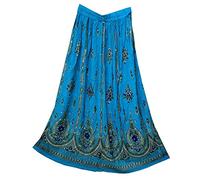 Radhykrishnafashions Indian Yoga - Falda larga para mujer con lentejuelas para escoba gitana, vestido de novia. Azul azul celeste 36