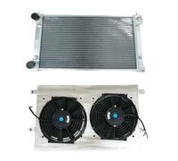 Radiador + cubierta + ventiladores de aluminio compatible con VW Golf MK1 MK2 MK I II GTI/SCIROCCO 1.6 1.8 8V 16V MT