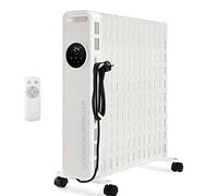 Radiador de aceite 13 elementos caloríficos. Tres potencias de calor: 1000W-1500W-2500W. Pantalla LED de control táctil. Rango de temperatura: 7ºC-35ºC.