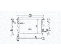 Radiador de agua Aletas refrigeración soldadas 350214400000 MAGNETI MARELLI