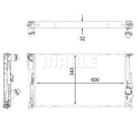 Radiador de agua Aletas refrigeración soldadas CR 1923 000P MAHLE para BMW X1 3