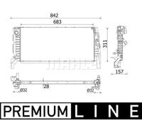 MAHLE Radiador refrigeración del motor Ancho de red 311mm Longitud de red 683mm Profundidad de red 28mm Compatible con BMW X1 F48 CR 2201 000P
