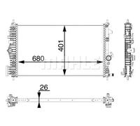 Radiador de agua Aletas refrigeración soldadas CR 927 000P MAHLE para OPEL