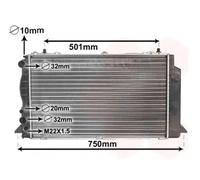 Radiador de agua Aletas refrigeración unidas mecánicamente 03002089 VAN WEZEL