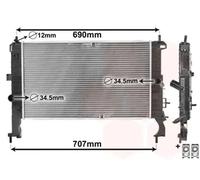 Radiador de agua Aletas refrigeración unidas mecánicamente 37002346 VAN WEZEL