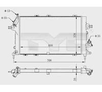 Radiador de agua Aletas refrigeración unidas mecánicamente 725-0028-R TYC