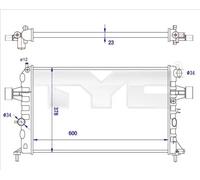 Radiador de agua Aletas refrigeración unidas mecánicamente 725-0038-R TYC