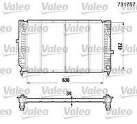 Radiador de agua Aletas refrigeración unidas mecánicamente 731757 VALEO para VW