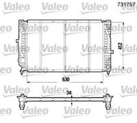 Radiador de agua Aletas refrigeración unidas mecánicamente 731757 VALEO para VW