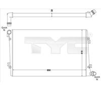 TYC Radiador, refrigeración del motor para SKODA: Superb, Octavia & AUDI: A3 & VOLKSWAGEN: Touran, Passat, Eos, Caddy, Golf, Jetta (Ref: 737-0063-R)