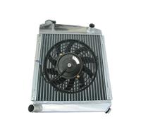 Radiador de aluminio + ventilador compatible con Austin Rover compatible con Mini Cooper S 850 1000 1275 GT 1959-1997 MT 1960 1970 1990 95 96 97(Radiator And Fan)