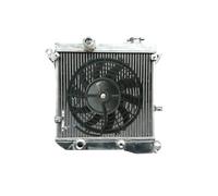 Radiador de aluminio + ventilador compatible con Autobianchi. Compatible con Lancia A112 Serie 3/4/5/6/7 900/1000/1050cc Junior/Elite/Abarth/Giovani I4 1975-1985.(Radiator And Fan)