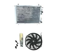 Radiador de aluminio + ventilador compatible con Lancia Delta HF Integrale 8V/16V/EVO 2.0 Turbo