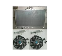 Radiador de aluminio + ventiladores Compatible con Mitsubishi Lancer Evolution EVO 7 8 CT9A VII VIII RS GSR 2.0L Turbo 4G63 2001-2003 2002 01 02 03 MT(Radiator And Fans)