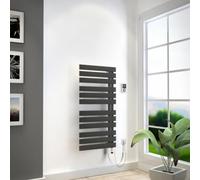 Radiador de baño HSK Yenga para funcionamiento puramente eléctrico, 600 W, tamaño: 60,0 x 118,6 cm, elemento calefactor blanco, versión derecha, 8760120-GR-173-404L, Color: Negro grafito