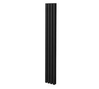 Radiador De Columna Ovalada 1800mm x 240mm Vertical | Negro | Acero | Montado en pared | Kit de fijación y soportes + Cepillo de limpieza GRATIS | Calefacción estufa calefactor