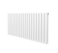 Radiador De Columna Ovalada 600mm x 1200mm Horizontal | Blanco | Acero | Montado en pared | Kit de fijación y soportes + Cepillo de limpieza GRATIS | Calefacción estufa calefactor