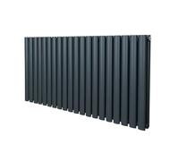 Radiador De Columna Ovalada 600mm x 1200mm Horizontal | Gris Antracita | Acero | Montado en pared | Kit de fijación y soportes + Cepillo de limpieza GRATIS | Calefacción estufa calefactor