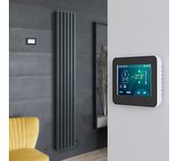 Radiador de Diseño Eléctrico de Aluminio Seco - 1784mm x 354mm (Panel Doble) - Termostato Wi-Fi Pantalla Táctil - Antracita - Revive Ardus