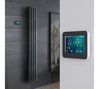 Radiador de Diseño Eléctrico de Aluminio Seco (sin Fluido Conductor) - 1784mm x 236mm (Panel Doble) - Termostato con Pantalla Táctil - Antracita