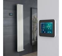 Radiador de Diseño Eléctrico de Aluminio Seco (sin Fluido Conductor) - 1784mm x 236mm (Panel Doble) - Termostato con Pantalla Táctil - Blanco