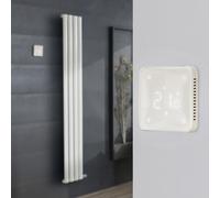 Radiador de Diseño Eléctrico de Aluminio Seco (sin Fluido Conductor) - 1784mm x 236mm (Panel Único) - Termostato Wi-Fi Retroiluminado - Blanco