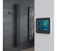 Radiador de Diseño Eléctrico de Aluminio Seco (sin Fluido Conductor) - 1784mm x 236mm (Panel Único) - Termostato con Pantalla Táctil - Antracita