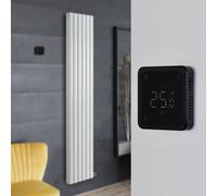 Radiador de Diseño Eléctrico de Aluminio Seco (sin Fluido Conductor) 1784mm x 354mm (Panel Doble) - Con Termostato Wi-Fi - Blanco - Revive Ardus