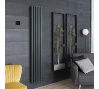 Radiador de Diseño Eléctrico de Aluminio Seco (sin Fluido Conductor) 1784mm x 354mm (Panel Doble) - Sin Termostato - Antracita - Revive Ardus