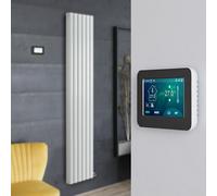 Radiador de Diseño Eléctrico de Aluminio Seco (sin Fluido Conductor) 1784mm x 354mm (Panel Doble) - Termostato Wi-Fi Pantalla Táctil - Blanco