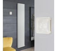 Radiador de Diseño Eléctrico de Aluminio Seco (sin Fluido Conductor) 1784mm x 354mm (Panel Doble) - Termostato Wi-Fi - Blanco - Revive Ardus