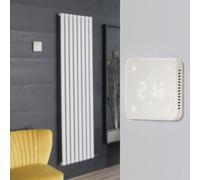 Radiador de Diseño Eléctrico de Aluminio Seco (sin Fluido Conductor) 1784mm x 472mm (Panel Único) - Con Termostato Wi-Fi - Blanco