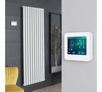 Radiador de Diseño Eléctrico de Aluminio Seco (sin Fluido Conductor) 1784mm x 590mm (Panel Único) - Con Termostato Wi-Fi Pantalla Táctil - Blanco